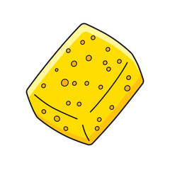 Yellow sponge isolated cartoon vector illustration