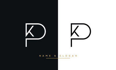 KP or PK Letters Logo Monogram  - obrazy, fototapety, plakaty