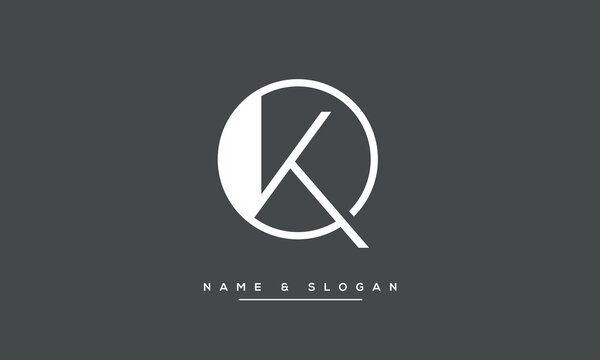 Alphabet letters KQ or QK Logo Monogram