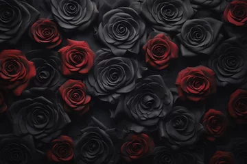 Fotobehang a group of black and red roses © Cazacu
