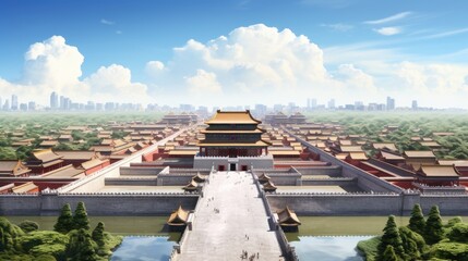 Cityscape Horizon with Modern Skyscrapers and Landmarks