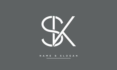 Alphabet Letters SK or KS Logo Monogram
