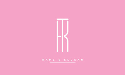 Alphabet Letters KT or TK Logo Monogram