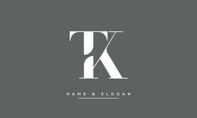 Alphabet Letters KT or TK Logo Monogram