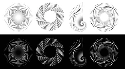 Spiral abstract circle set. vector illustration design graphic spiral electro waves