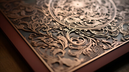 Detailed close-up of an intricately designed book cover