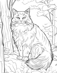 Mainecoon Cat Coloring Page