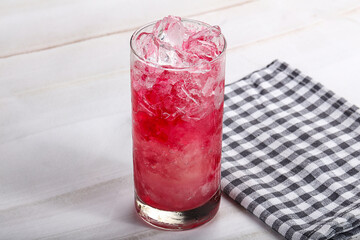 Cold strawberry cocktail with ice
