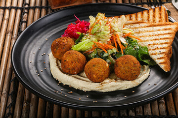 Israeli Falafel with hummus with bread