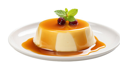 Vanilla Bean Panna Cotta with Caramel Sauce on transparent Background