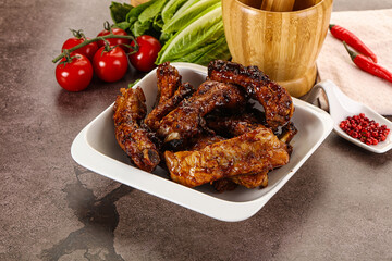 Grilled pork ribs in barbecue sauce
