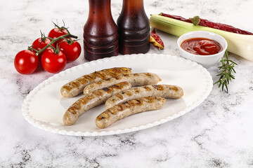 Grilled natural organick white sausages
