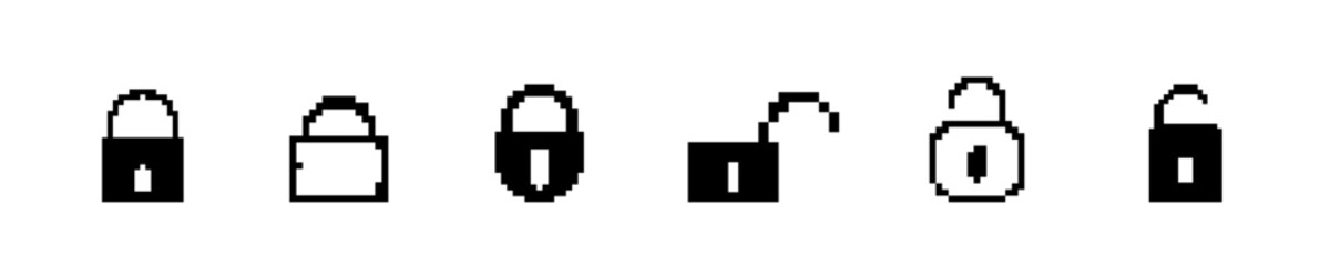 8 bit lock icon. Pixel locker retro arcade game. Pixelated padlock © Богдан Скрипник