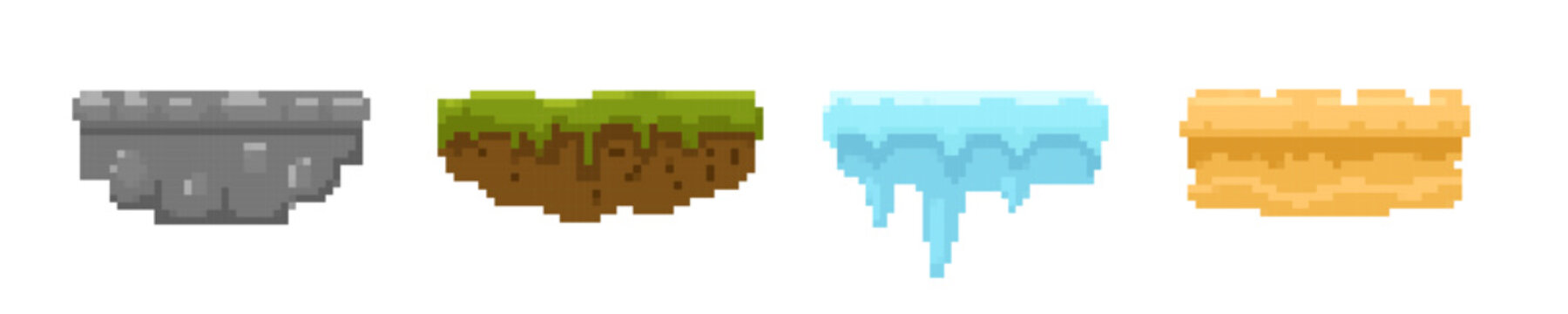 8 bit pixel landscape terrain vector island retro video game