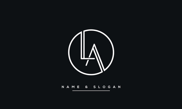 Alphabet Letters LA or AL Logo Monogram
