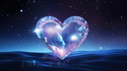 Fototapeta premium Galaxy cosmic heart background. Bright stars night&nbsp;sky, romantic magic&nbsp;night, love and Valentine’s day card. Abstract Milky Way colorful cosmos illustration with glowing hearts. .