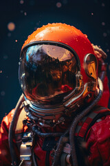 Space Odyssey: Astronaut's Helmet Amidst Raindrops