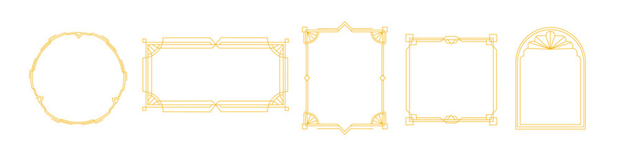 Art deco golden frame design. Modern line minimalistic border