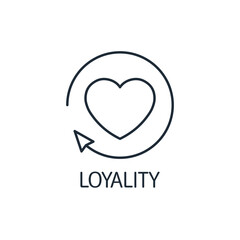 Loyalty.  Vector linear illustration icon isolated on white background.