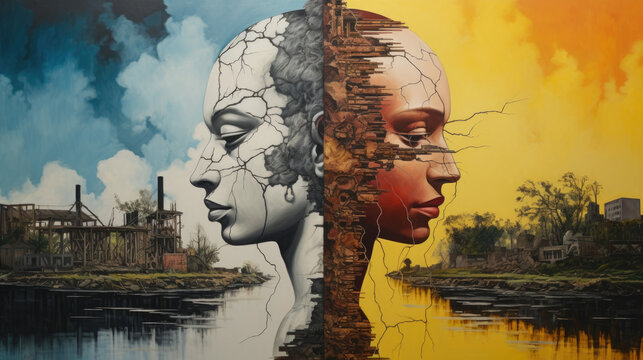 Anthropocene Contrast: Nature and Industry, Generative AI