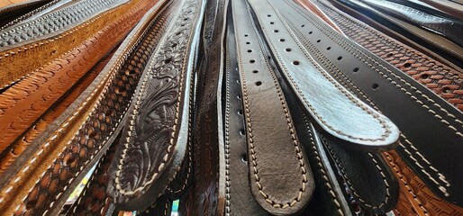 Assorted leather belts - hand made 