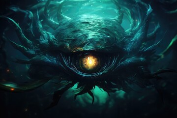 Sea monster fish, underwater in the ocean - obrazy, fototapety, plakaty