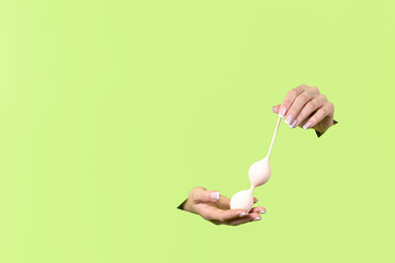 A sex toy. Vaginal balls. Sex shop. Erotic stimulants. Copy space