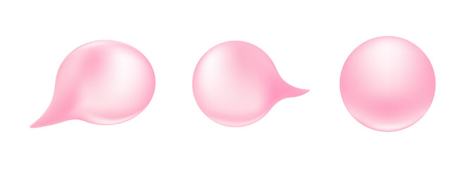 bubblegum inflated pink 3d isolated. Bubble gum balloon - obrazy, fototapety, plakaty
