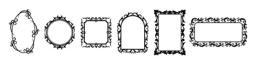 Baroque vintage ornate frame vector design. Circle border