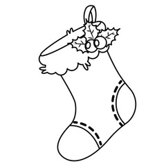 Outline of a christmas sock icon Vector