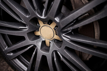 Car wheel background close view