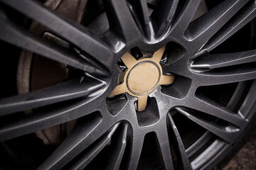Car wheel background close view