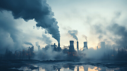 Imagen de instalaciones de una industria química contaminando el aire