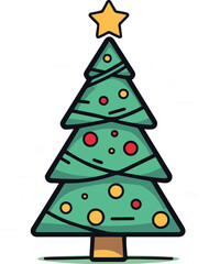 Colorful Christmas Tree Icon Vector