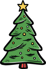 Colorful Christmas Tree Icon Vector