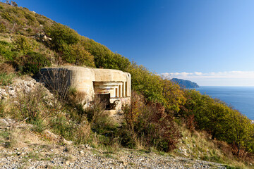 Bunker built during the Second World War on the slopes of mount Moro, in Genoa