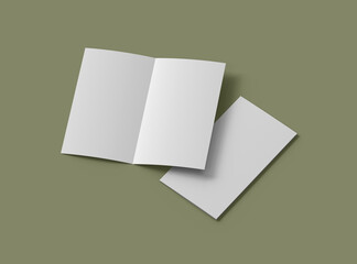 Blank Half Fold 4,5x8 brochure render to present your design. 3d render