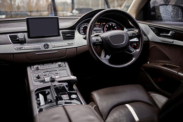 Inside moden car background, car elements and interior
