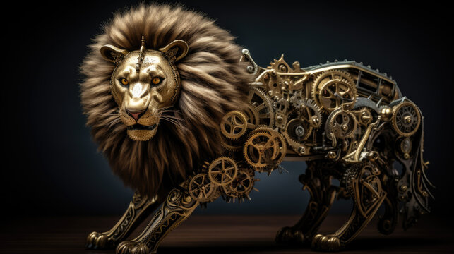 Clockwork Animals: Gear-Assembled King, Generative AI