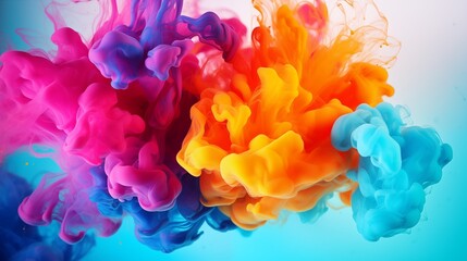 Fototapeta premium Beautiful, colorful smoke plumes float gracefully in the air, creating an enchanting scene. Ideal for artistic projects and illustrations capturing mesmerizing atmospheric beauty. 