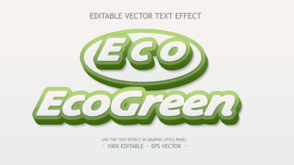 3d editable text effect Green font. Text effect design saved in graphic style template. Eco modern premium vector text illustration vegetable natural style