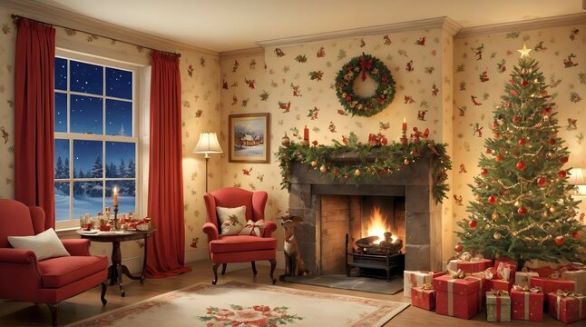 Happy thanksgiving wallpaper images - living room with Christmas tree decorations