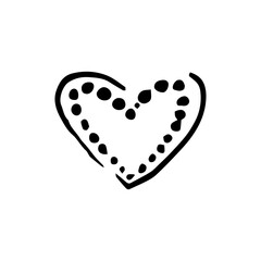 Handdrawn rough marker heart isolated on a white background