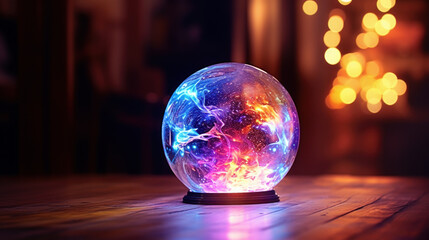 Multi-colored glowing magical fortune teller's crystal