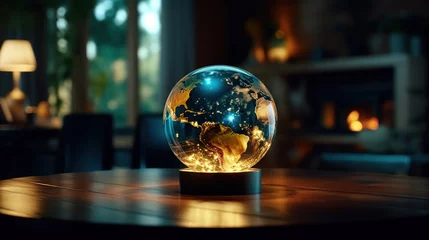 Fotobehang Futuristic glowing Earth globe in form of magic ball - wealth, power and influence concept © Kondor83