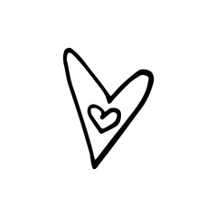 Handdrawn rough marker heart isolated on a white background