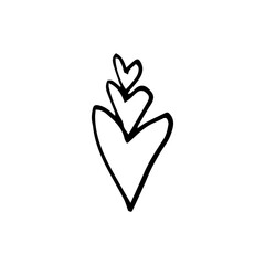 Handdrawn rough marker heart isolated on a white background