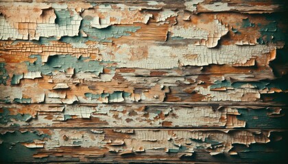 Peeling paint on wood texture background. Layers of color revealing history. Rustic and weathered charm. Vintage and distressed.