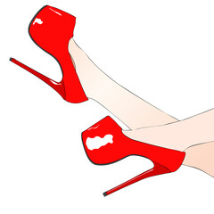 Red shoes for a sensual and seductive woman - 683536043