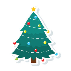 Colored christmas tree icon Vector